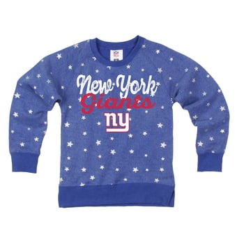 Girls Youth Wes & Willy  Royal New York Giants Shimmer Star Sweatshirt