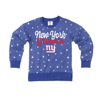 Girls Youth Wes & Willy  Royal New York Giants Shimmer Star Reverse Sweatshirt