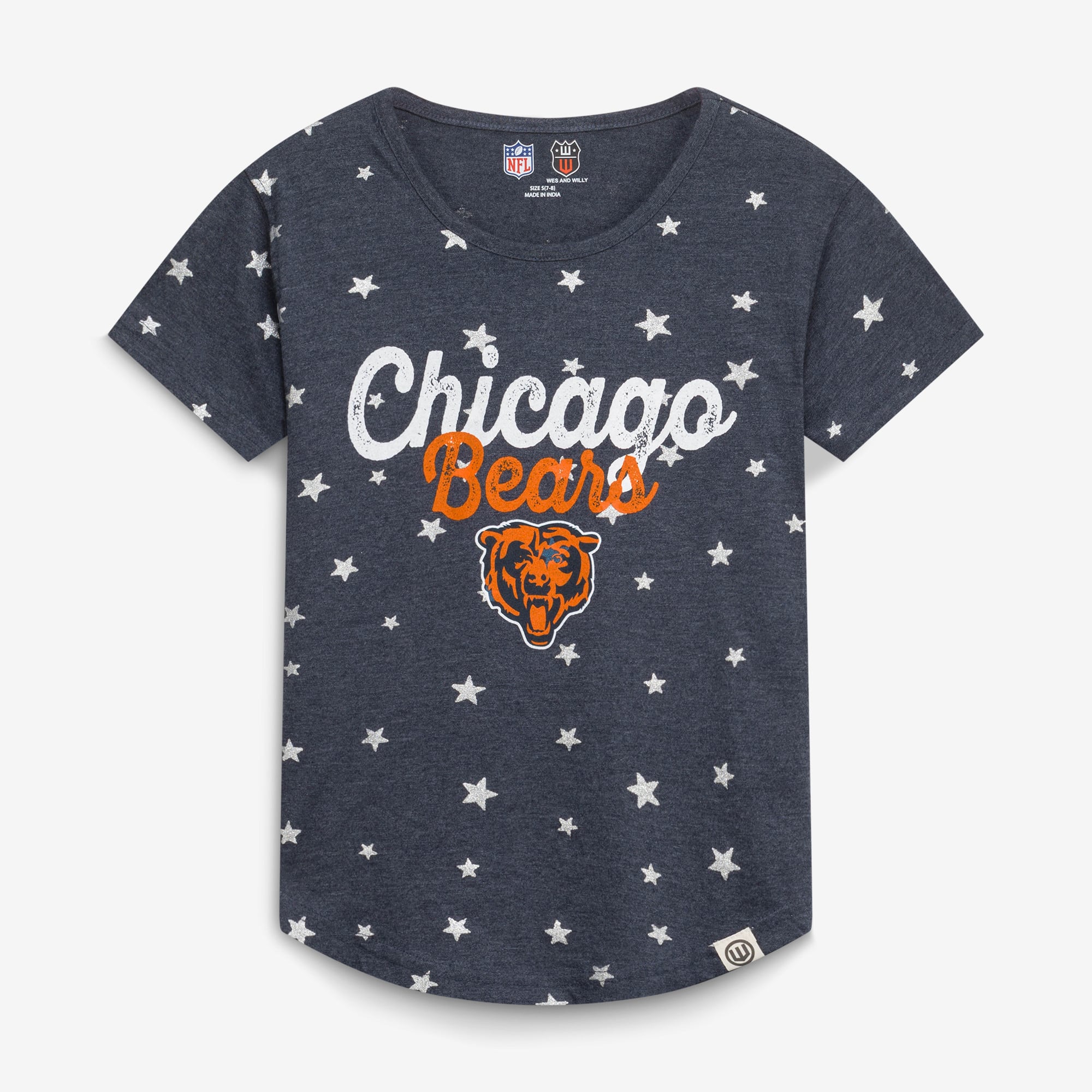 Girls Youth Wes & Willy Navy Chicago Bears Shimmer Star T-Shirt Girls Youth Wes & Willy Navy Chicago Bears Shimmer Star T-Shirt