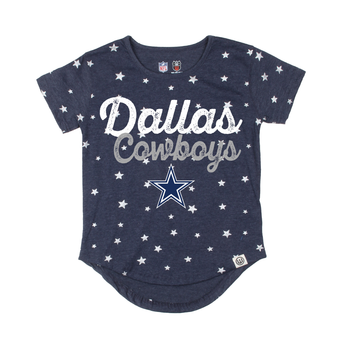 Girls Youth Wes & Willy  Navy Dallas Cowboys Shimmer Star T-Shirt