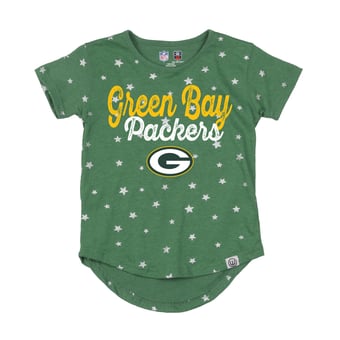 Girls Youth Wes & Willy  Green Green Bay Packers Shimmer Star T-Shirt