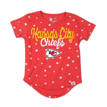 Girls Youth Wes & Willy  Red Kansas City Chiefs Shimmer Star T-Shirt