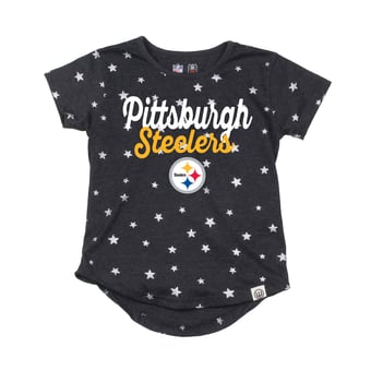 Girls Youth Wes & Willy  Black Pittsburgh Steelers Shimmer Star T-Shirt
