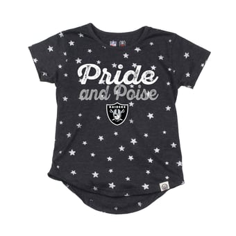 Girls Youth Wes & Willy  Black Las Vegas Raiders Shimmer Star T-Shirt