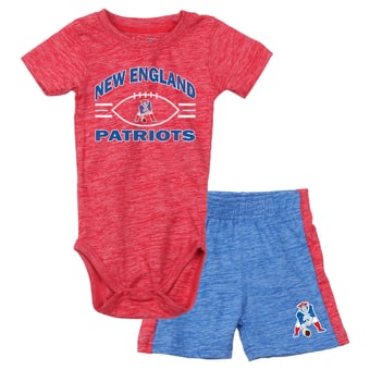 Infant Wes & Willy Red/Royal New England Patriots Cloudy Yard Hopper Bodysuit & Shorts Set
