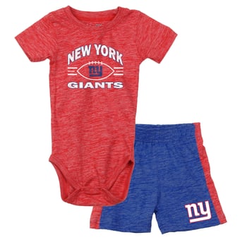 Infant Wes & Willy Red/Royal New York Giants Cloudy Yard Hopper Bodysuit & Shorts Set