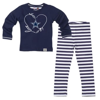 Girls Toddler Wes & Willy  Navy Dallas Cowboys Heart and Stripe Set