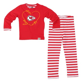 Girls Toddler Wes & Willy  Red Kansas City Chiefs Heart and Stripe Set