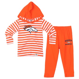 Toddler Wes & Willy  Orange Denver Broncos Stripe Hooded Long Sleeve Top and Pant Set
