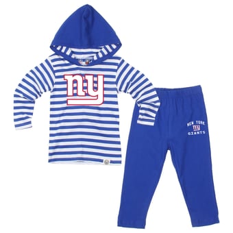 Toddler Wes & Willy  Royal New York Giants Stripe Hooded Long Sleeve Top and Pant Set