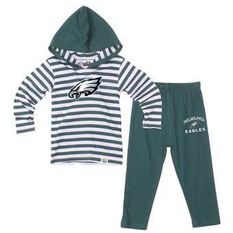 Toddler Wes & Willy  Midnight Green Philadelphia Eagles Stripe Hooded Long Sleeve Top and Pant Set
