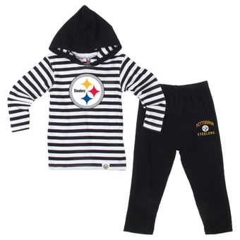 Toddler Wes & Willy  Black Pittsburgh Steelers Stripe Hooded Long Sleeve Top and Pant Set
