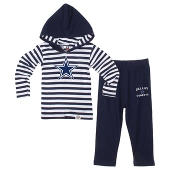 Toddler Wes & Willy  Navy Dallas Cowboys Stripe Hooded Long Sleeve Top and Pant Set