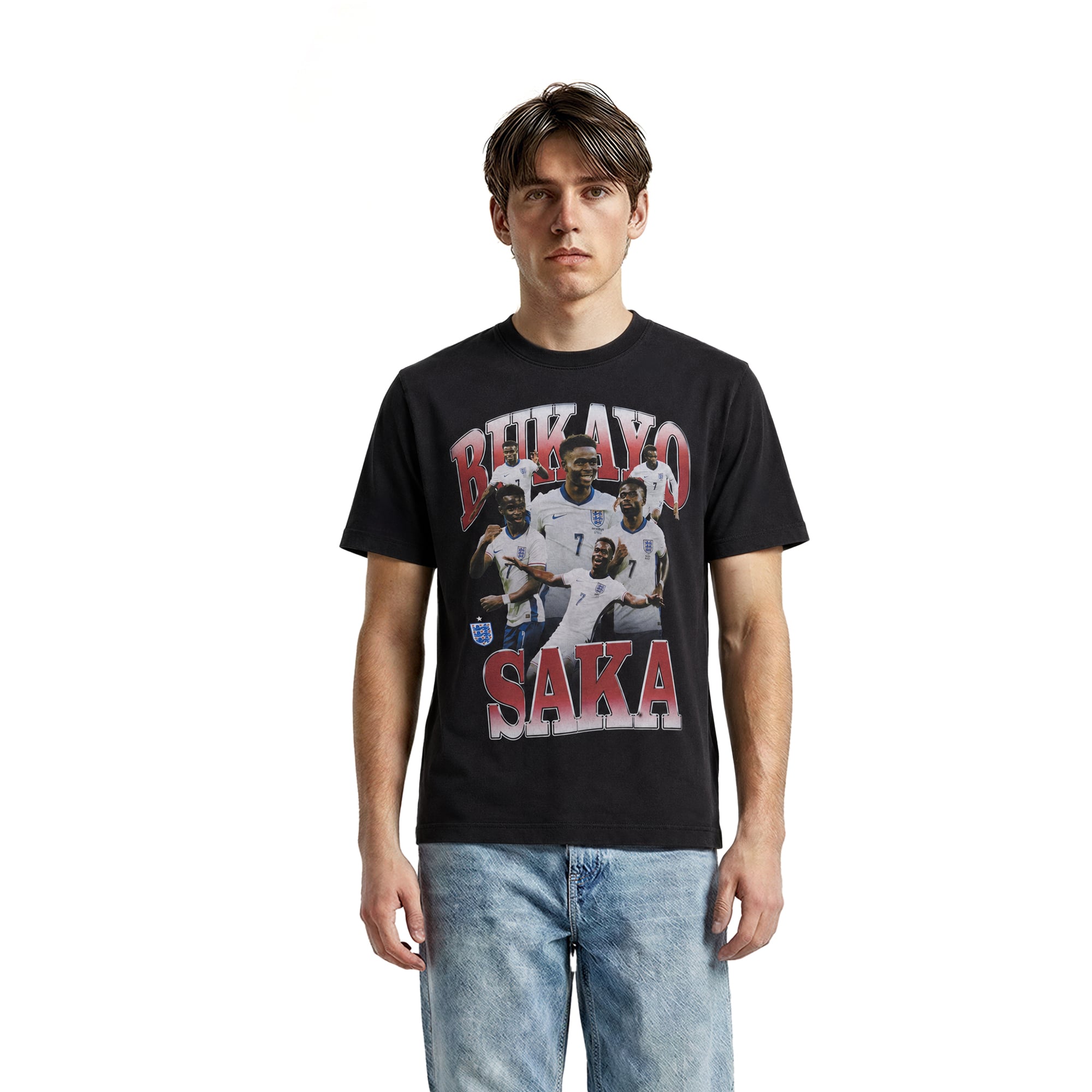 T-Shirt Angleterre Bukayo Saka Collage - Noir: retailer-supplied image