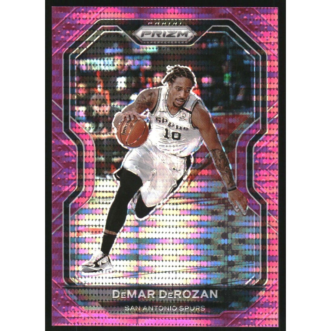 2020-21 Panini Prizm Prizms Pink Pulsar #210 DeMar DeRozan. rookie card picture