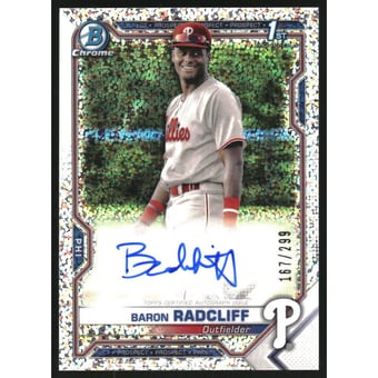 2021 Bowman Chrome Prospect Autographs Speckle Refractors #CPABRA Baron Radcliff