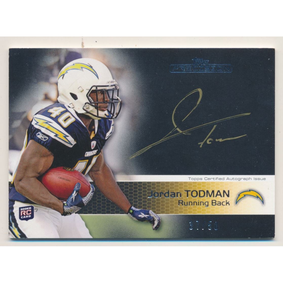 2011 Topps Precision Rookie Autographs Gold Ink #127 Jordan Todman. rookie card picture