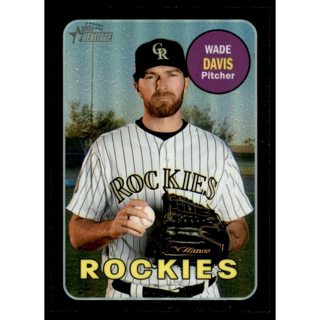2018 Topps Heritage Chrome Black Refractors #THC689 Wade Davis. rookie card picture