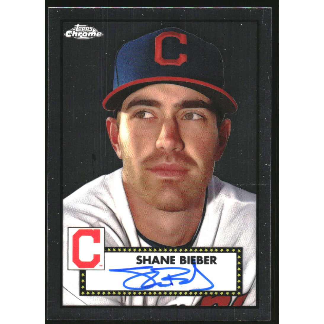 2021 Topps Chrome Platinum Anniversary Autographs #PASB Shane Bieber. rookie card picture