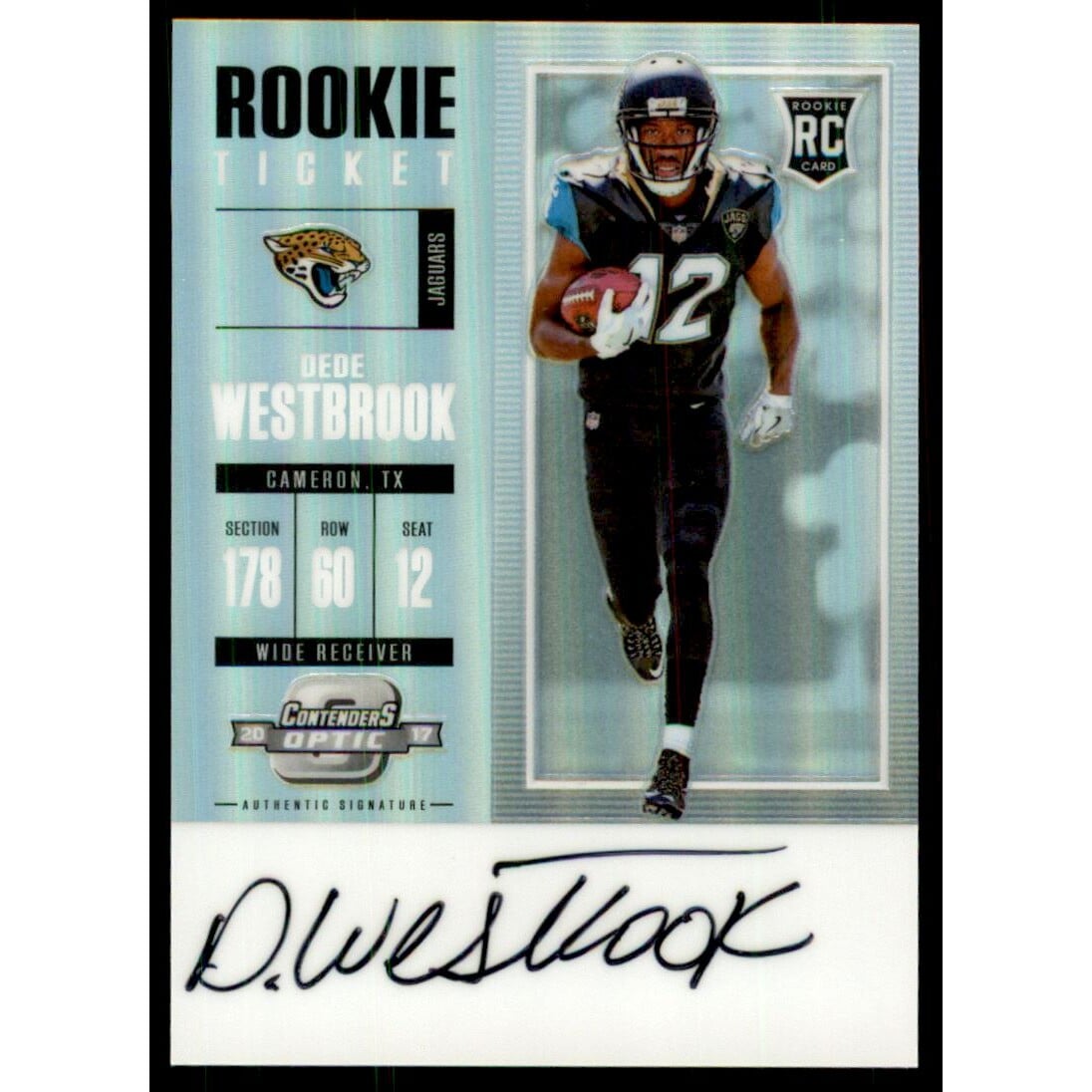 2017 Panini Contenders Optic #129 Dede Westbrook AU RC. rookie card picture