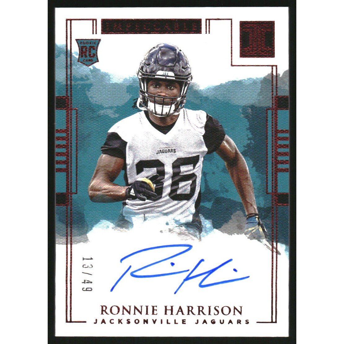 2018 Panini Impeccable Red #166 Ronnie Harrison AU. rookie card picture