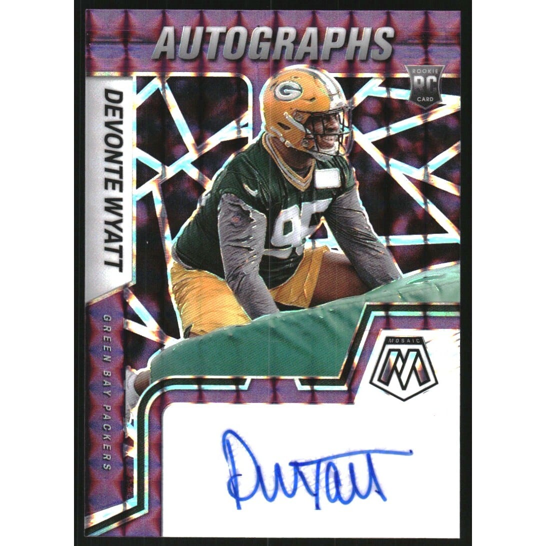 2022 Panini Mosaic Rookie Autographs Mosaic Purple #76 Devonte Wyatt. rookie card picture