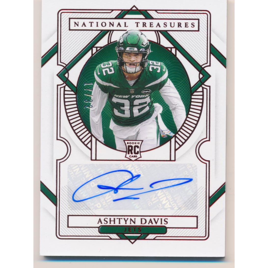 2020 Panini National Treasures Red Jersey Number #141 Ashtyn Davis AU/32. rookie card picture