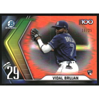 2022 Bowman Chrome Scouts Top 100 Orange Refractors #BTP29 Vidal Brujan