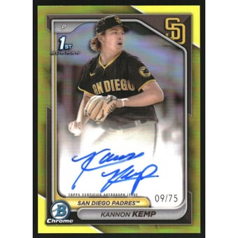 2024 Bowman Chrome Prospect Autographs Yellow Refractors #CPAKK Kannon Kemp