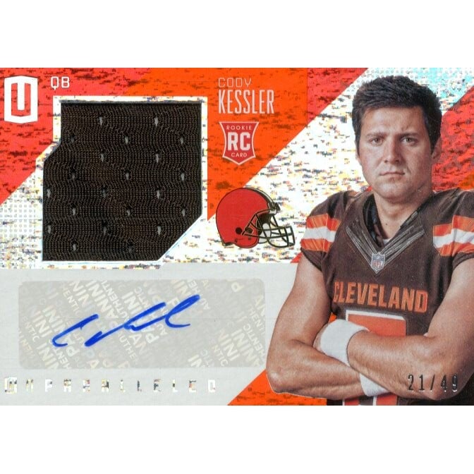 2016 Panini Unparalleled Orange #220 Cody Kessler JSY AU/49. rookie card picture