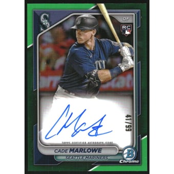 2024 Bowman Chrome Rookie Autographs Green Refractors #CRACM Cade Marlowe