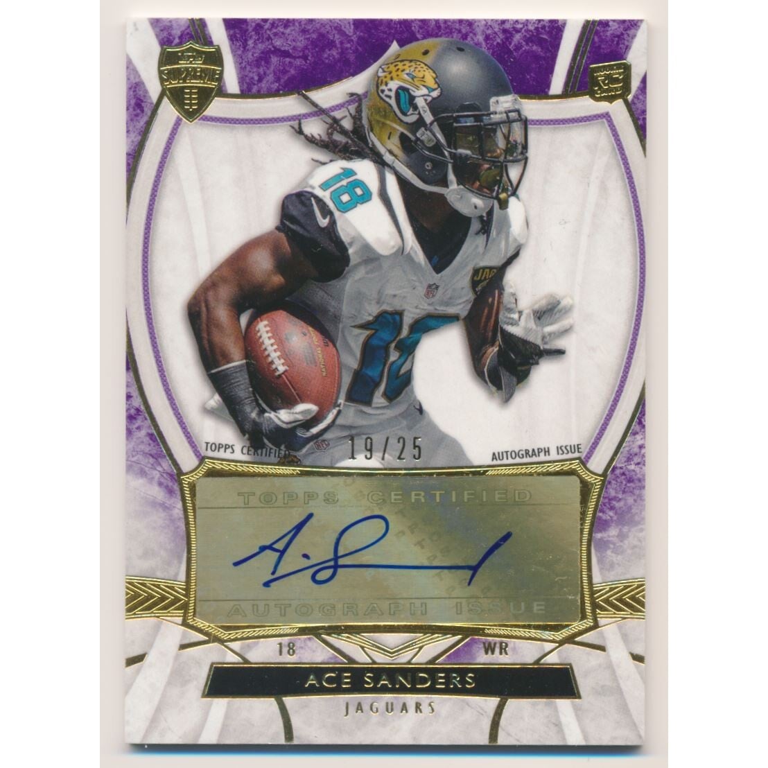 2013 Topps Supreme Rookie Autographs Purple #SRAAS Ace Sanders. rookie card picture