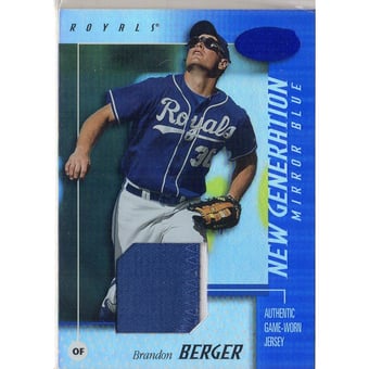 2002 Leaf Certified Mirror Blue #167 Brandon Berger NG Jsy