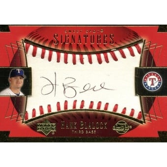 2003 Sweet Spot Signatures Black Ink #HBAU Hank Blalock