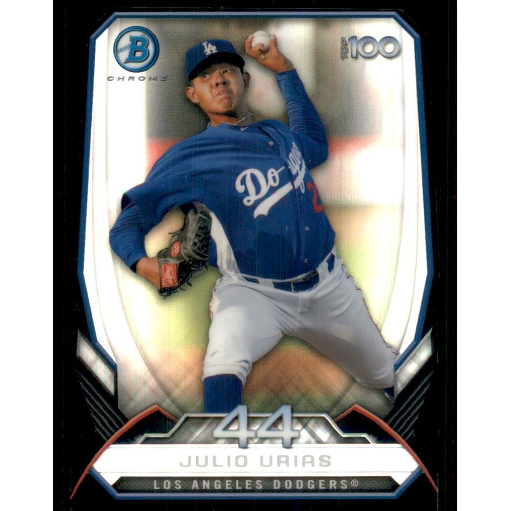 2014 Bowman Chrome Top 100 Prospects Die Cut Refractors #BTP44 Julio Urias. rookie card picture