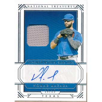 2019 Panini National Treasures Treasured Material Signatures #50 Nomar Mazara/25