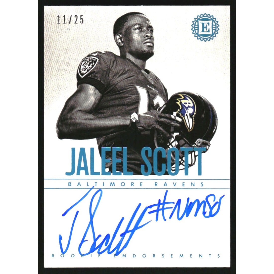 2018 Panini Encased Rookie Endorsements Sapphire #RESC Jaleel Scott/25. rookie card picture