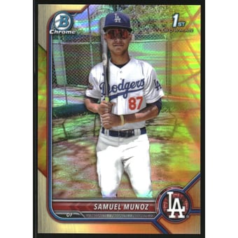 2022 Bowman Chrome Prospects Yellow and Orange Vapor Refractors #BCP161 Samuel Munoz