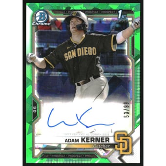2021 Bowman Chrome Prospect Autographs Green Atomic Refractors #CPAAK Adam Kerner