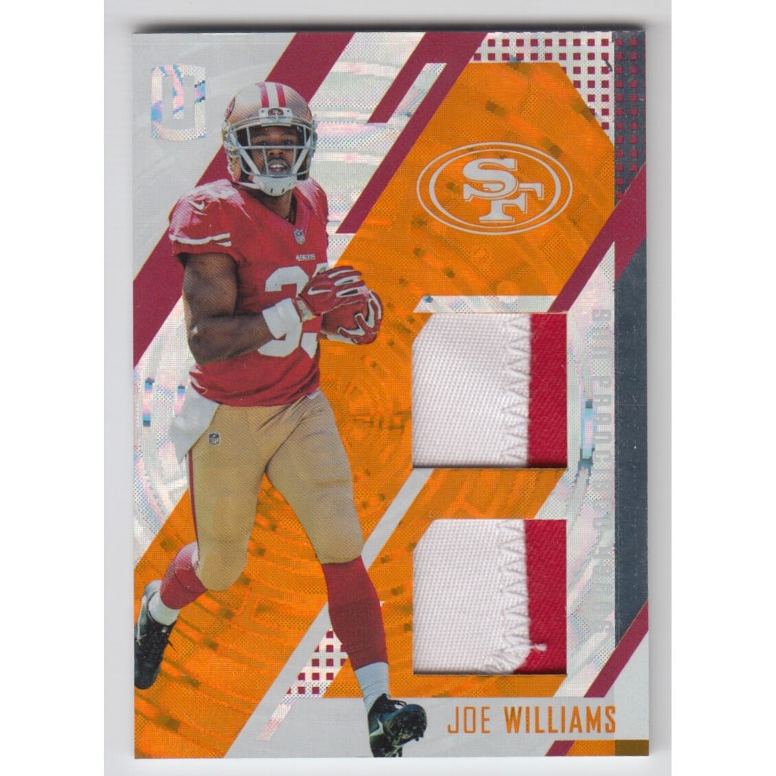 2017 Panini Unparalleled Rookie Stitches Dual Jerseys Patches Orange #10 Joe Williams. rookie card picture