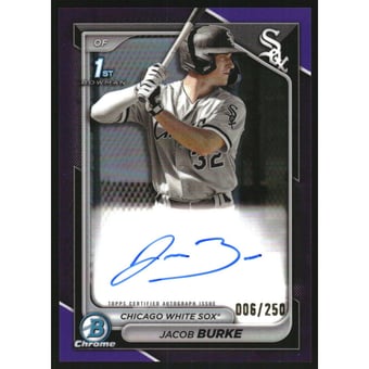 2024 Bowman Chrome Prospect Autographs Purple Refractors #CPAJB Jacob Burke