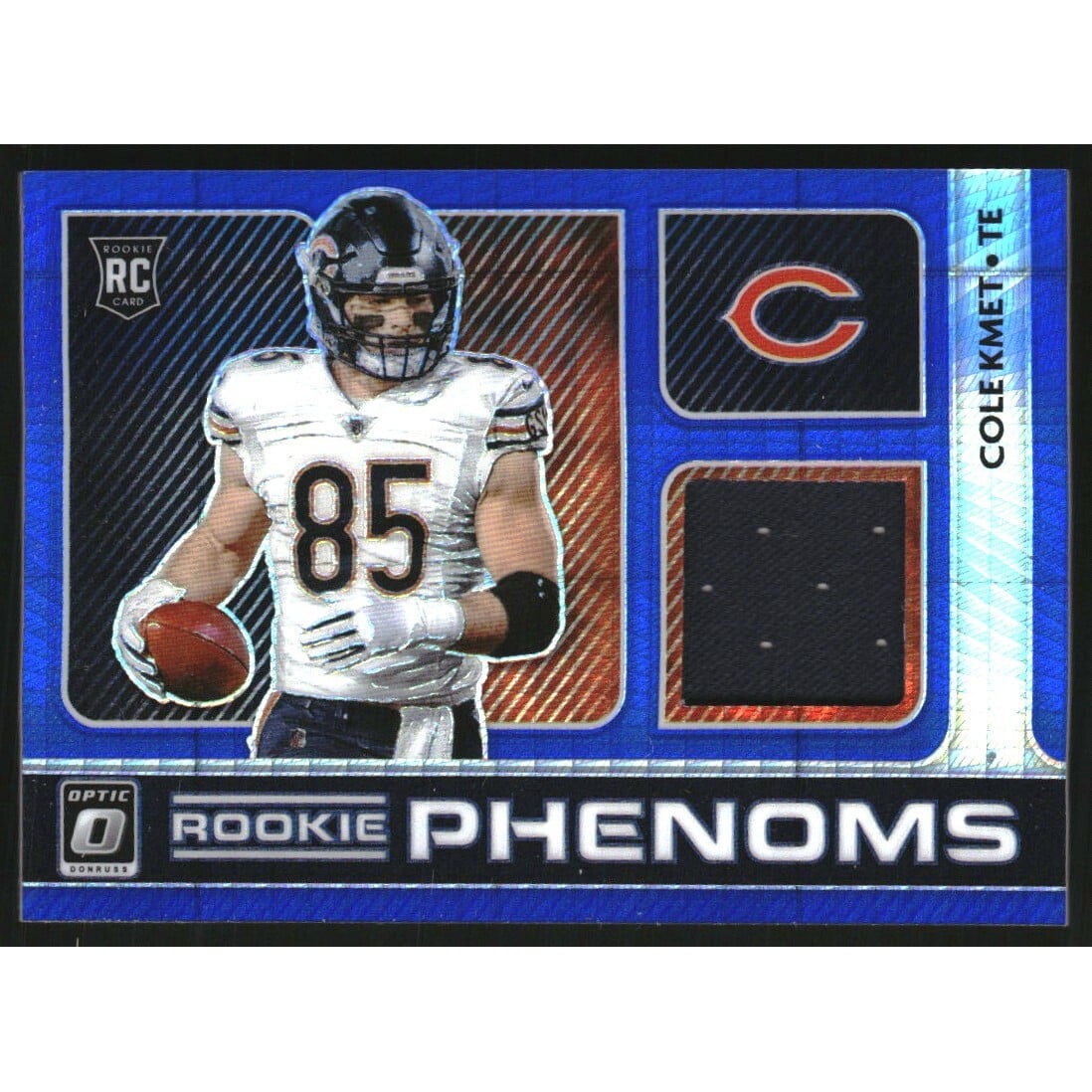 2020 Donruss Optic Rookie Phenoms Jerseys Horizontal Blue Hyper #31 Cole Kmet. rookie card picture