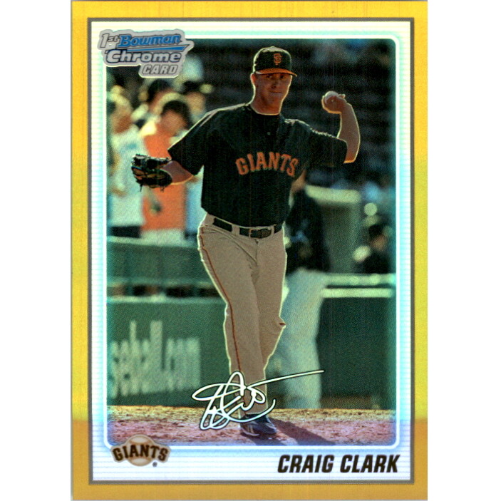 2010 Bowman Chrome Prospects Gold Refractors #BCP111B Craig Clark AU. rookie card picture