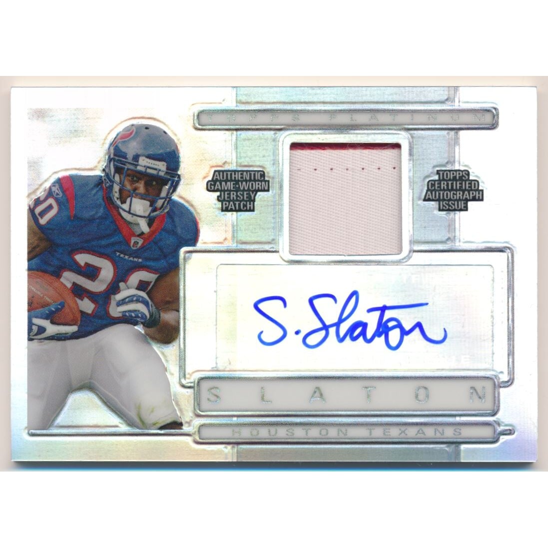 2009 Topps Platinum Autographed Patches #ARPSSL Steve Slaton/150. rookie card picture
