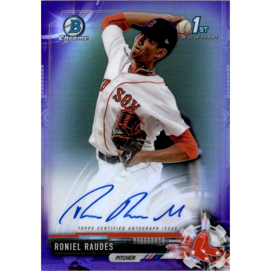 2017 Bowman Chrome Prospect Autographs Purple Refractors #CPARR Roniel Raudes. rookie card picture