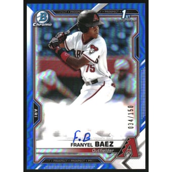 2021 Bowman Chrome Prospect Autographs Blue Refractors #CPAFB Franyel Baez