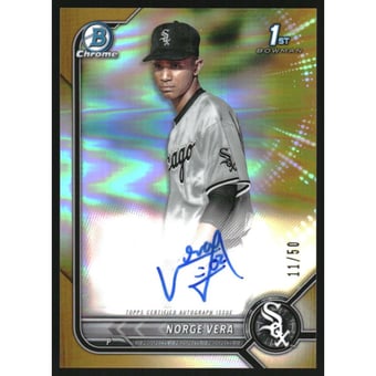 2022 Bowman Chrome Prospect Autographs Gold Refractors #CPANVA Norge Vera