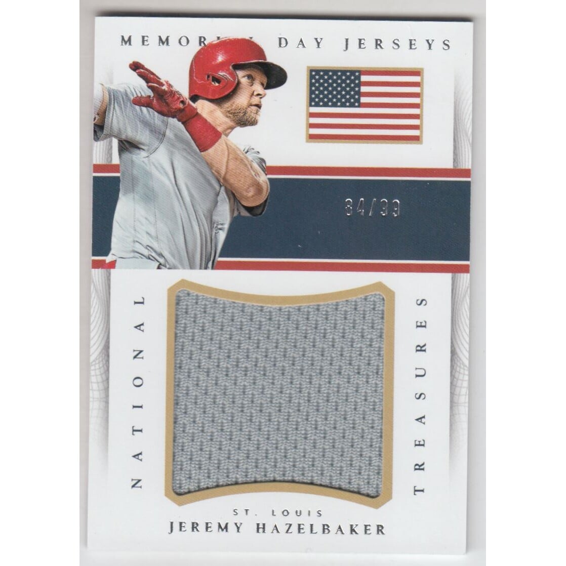 2016 Panini National Treasures Memorial Day Jerseys #4 Jeremy Hazelbaker/99. rookie card picture