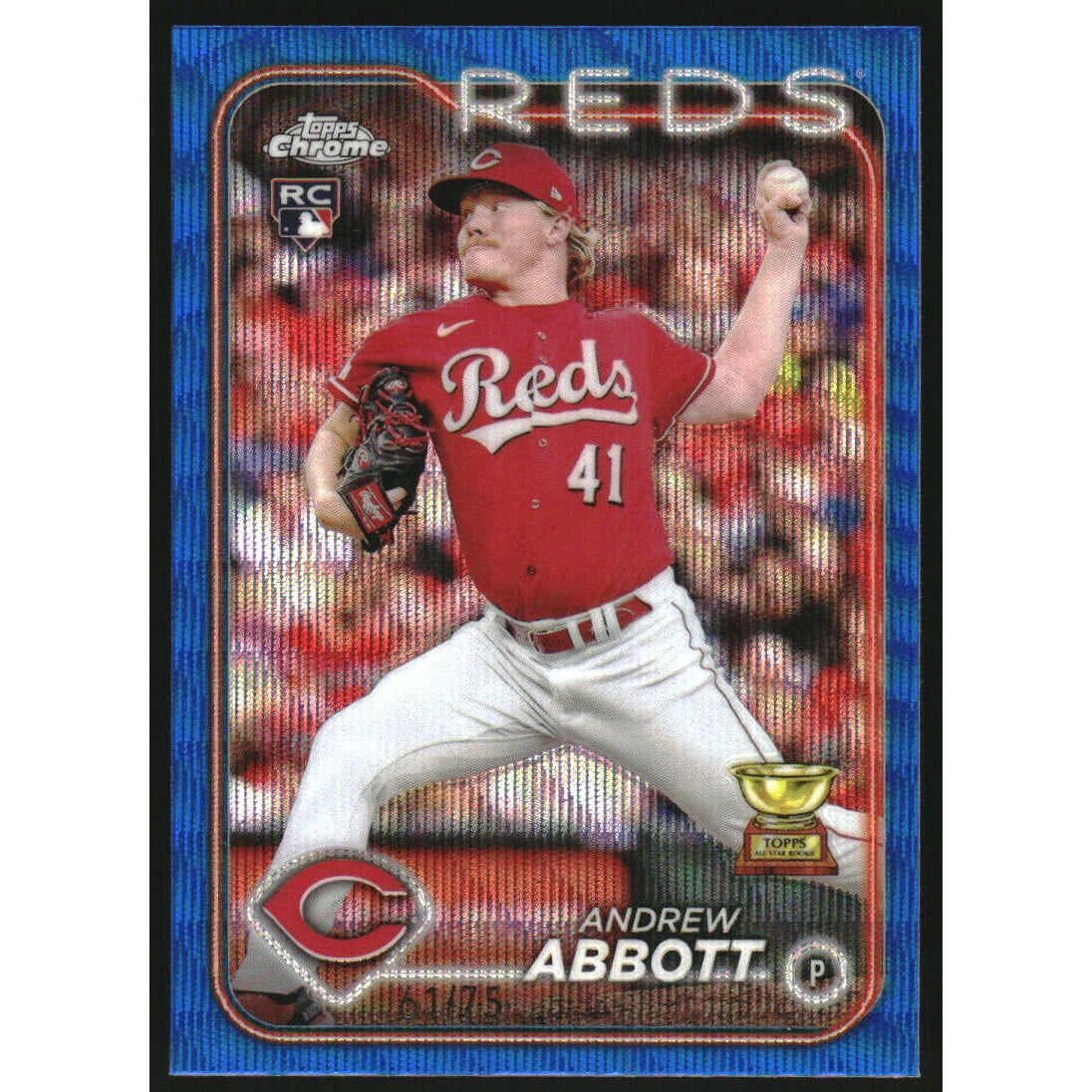2024 Topps Chrome Blue Wave Refractors #154 Andrew Abbott. rookie card picture