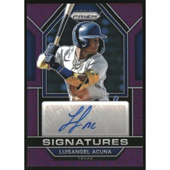 2023 Panini Prizm Signatures Prizms Purple #23 Luisangel Acuna